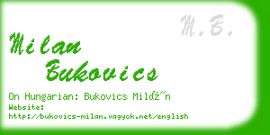 milan bukovics business card